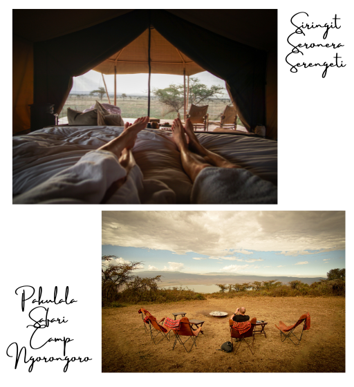 Two example pictures of lodges in Tanzania