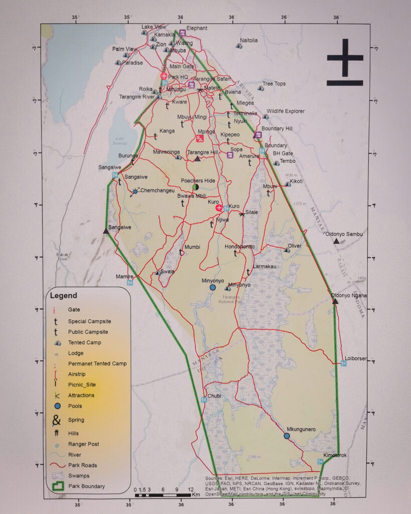Map of Tarangire National Park